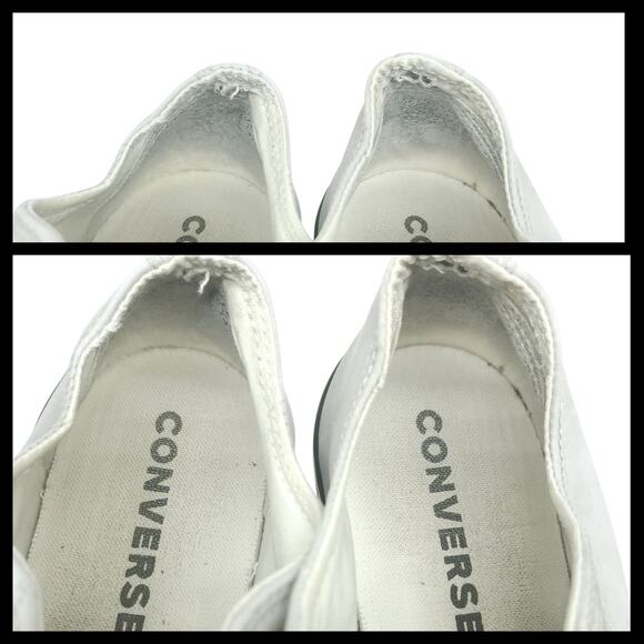 Converse Shoes Womens 8.5 Platform Gray Leather Gold Low Tops Grunge Preppy - Picture 13 of 15